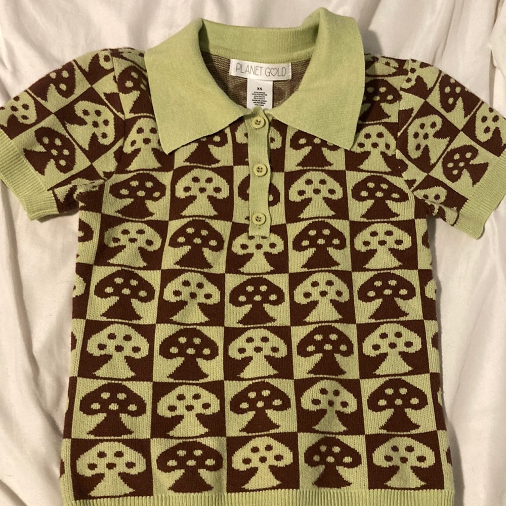 Green And Black Mushroom T Shirt